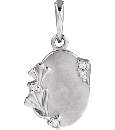 88725 Pendant Set 14K White Round Natural Diamond 1.2Mm 0.025 Ctw Natural Diamond I1, G-H Polished .025 Ctw Natural Diamond Engravable Pendant