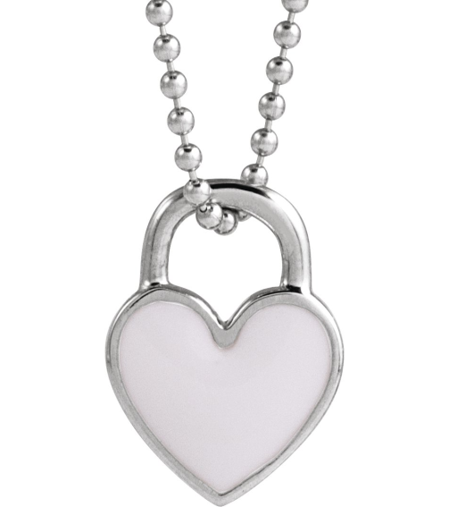 688833 Necklace 14K White White Enamel 11.57 X 8.7 Mm Polished White Enamel Heart Necklace
