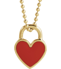 688833 Necklace 14K Yellow Red Enamel 11.57 X 8.7 Mm Polished Red Enamel Heart Necklace