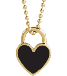 688833 Necklace 14K Yellow Black Enamel 11.57 X 8.7 Mm Polished Black Enamel Heart Necklace