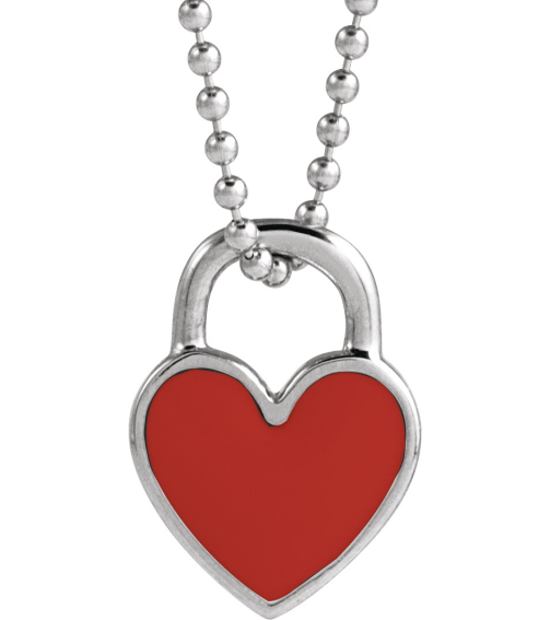 688833 Necklace Sterling Silver Red Enamel 11.57 X 8.7 Mm Polished Red Enamel Heart Necklace