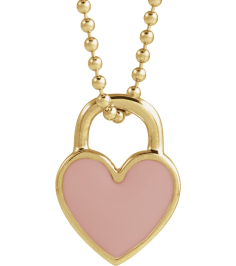 688833 Necklace 14K Yellow Pink Enamel 11.57 X 8.7 Mm Polished Pink Enameled Heart Necklace