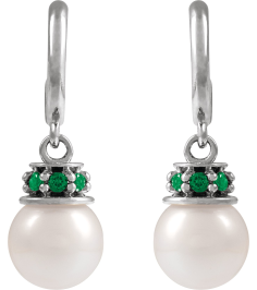 88716 Earring Set Cultured Freshwater Pearl Pearl 7-7.5 Mm Platinum Natural Tsavorite Garnet Pair Friction Backs Included Polished Cultured Pearl And Natural Tsavorite Garnet Earrings