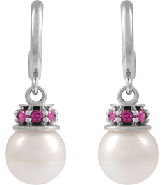88716 Earring Set Cultured Freshwater Pearl Pearl 7-7.5 Mm Platinum Natural Pink Tourmaline Pair Friction Backs Included Polished Cultured Pearl And Natural Pink Tourmaline Earrings