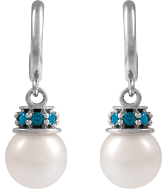 88716 Earring Set Cultured Freshwater Pearl Pearl 7-7.5 Mm Platinum Natural London Blue Topaz Pair Friction Backs Included Polished Cultured Pearl And Natural London Blue Topaz Earrings