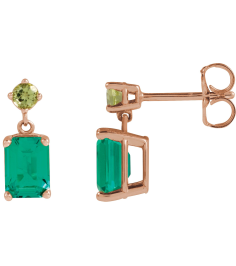 88678 Earring Set Lab-Grown Emerald Emerald 7 X 5 Mm 14K Rose Natural Peridot Pair Friction Backs Included Polished Lab-Grown Emerald And Natural Peridot Dangle Earrings