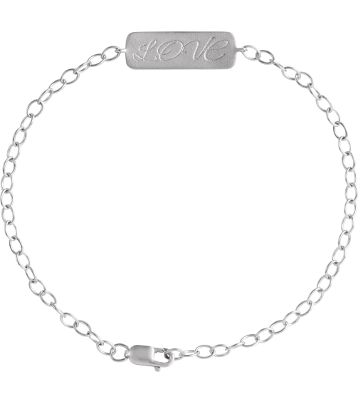 Brc969 Bracelet 14K White 22.7 X 2.2 Mm 7 In Polished Love Braille Word Bracelet