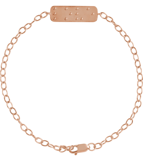 Brc969 Bracelet 14K Rose 22.7 X 2.2 Mm 7 In Polished Love Braille Word Bracelet