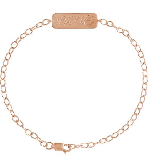 Brc969 Bracelet 14K Rose 22.7 X 2.2 Mm 7 In Polished Love Braille Word Bracelet