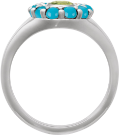 72423 Ring Set 14K White Natural Peridot Oval 7 X 5 Mm Natural Turquoise Polished Natural Peridot And Cabochon Natural Turquoise Halo-Style Ring