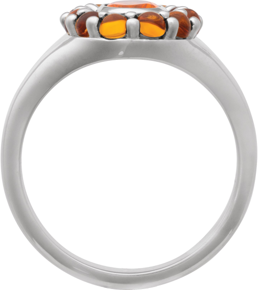 72423 Ring Set 14K White Natural Mexican Fire Opal Oval 7 X 5 Mm Natural Citrine Polished Natural Mexican Fire Opal And Cabochon Natural Citrine Halo-Style Ring