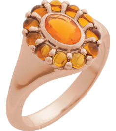 72423 Ring Set 14K Rose Natural Mexican Fire Opal Oval 7 X 5 Mm Natural Citrine Polished Natural Mexican Fire Opal And Cabochon Natural Citrine Halo-Style Ring