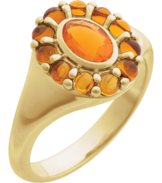 72423 Ring Set 14K Yellow Natural Mexican Fire Opal Oval 7 X 5 Mm Natural Citrine Polished Natural Mexican Fire Opal And Cabochon Natural Citrine Halo-Style Ring