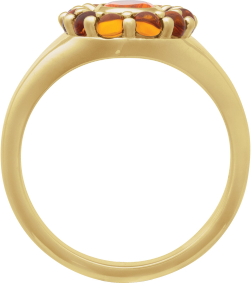 72423 Ring Set 14K Yellow Natural Mexican Fire Opal Oval 7 X 5 Mm Natural Citrine Polished Natural Mexican Fire Opal And Cabochon Natural Citrine Halo-Style Ring