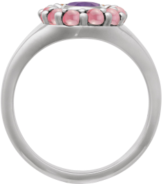 72423 Ring Set 14K White Natural Amethyst Oval 7 X 5 Mm Natural Rhodolite Garnet Polished Natural Amethyst And Cabochon Natural Rhodolite Garnet Halo-Style Ring