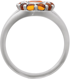 72423 Ring Set Platinum Natural Mexican Fire Opal Oval 7 X 5 Mm Natural Citrine Polished Natural Mexican Fire Opal And Cabochon Natural Citrine Halo-Style Ring