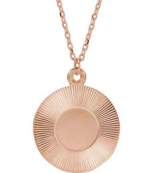 88607 Necklace 14K Rose 21.4 X 15 Mm 16-18 In Polished Engravable Necklace