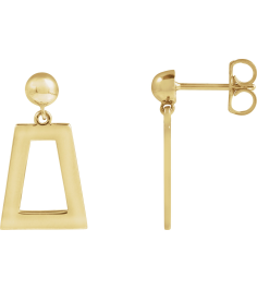 88640 Earring 14K Yellow 18 X 10 Mm Pair Friction Backs Included Polished Geometric Earrings