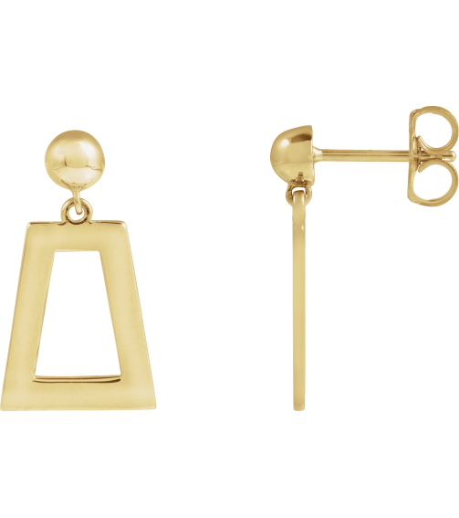 88640 Earring 14K Yellow 18 X 10 Mm Pair Friction Backs Included Polished Geometric Earrings