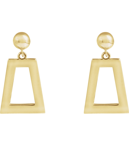 88640 Earring 14K Yellow 18 X 10 Mm Pair Friction Backs Included Polished Geometric Earrings