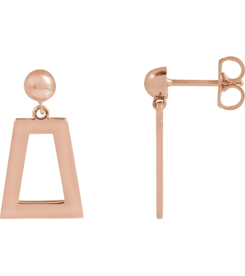 88640 Earring 14K Rose 18 X 10 Mm Pair Friction Backs Included Polished Geometric Earrings