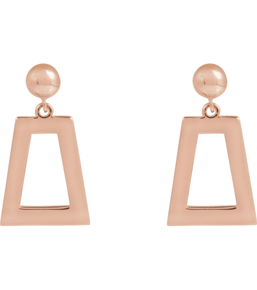 88640 Earring 14K Rose 18 X 10 Mm Pair Friction Backs Included Polished Geometric Earrings