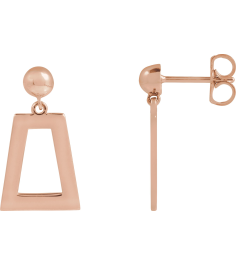 88640 Earring 14K Rose 18 X 10 Mm Each Friction Back Included Polished Geometric Earring