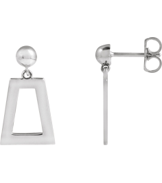 88640 Earring 14K White 18 X 10 Mm Pair Friction Backs Included Polished Geometric Earrings