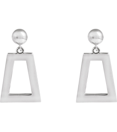 88640 Earring 14K White 18 X 10 Mm Pair Friction Backs Included Polished Geometric Earrings
