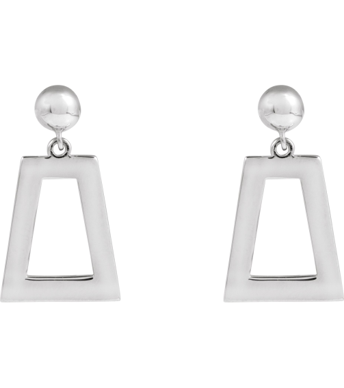 88640 Earring Platinum 18 X 10 Mm Pair Friction Backs Included Polished Geometric Earrings