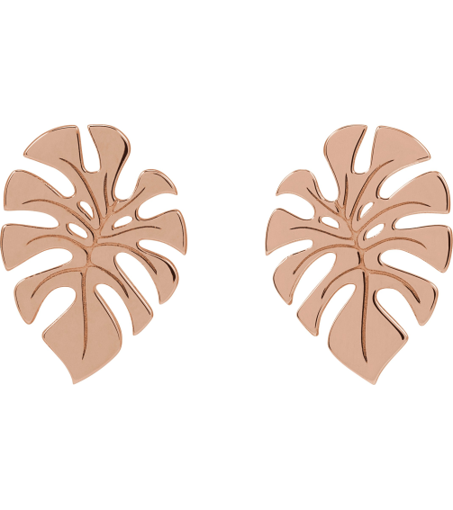 88669 Earring 14K Rose 18 X 13 Mm Pair Friction Backs Included Polished Monstera Leaf Stud Earrings