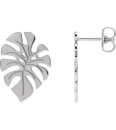 88669 Earring Platinum 18 X 13 Mm Right Friction Back Included Polished Monstera Leaf Stud Earring