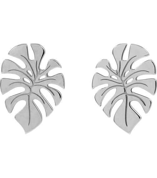 88669 Earring Sterling Silver 18 X 13 Mm Pair Friction Backs Included Polished Monstera Leaf Stud Earrings