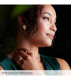 88669 Earring 14K Yellow 18 X 13 Mm Left Friction Back Included Polished Monstera Leaf Stud Earring