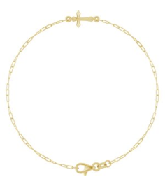Brc964 Bracelet 14K Yellow 14 X 7 Mm 7 In Polished Sideways Cross Bracelet