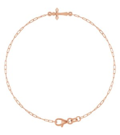 Brc964 Bracelet 14K Rose 14 X 7 Mm 7 In Polished Sideways Cross Bracelet