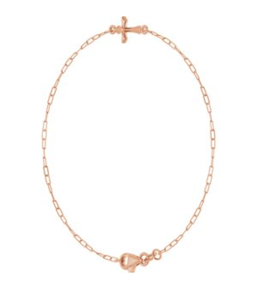 Brc964 Bracelet 14K Rose 14 X 7 Mm 7 In Polished Sideways Cross Bracelet