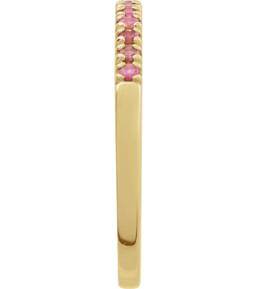 689237 Ring Set 14K Yellow Natural Pink Tourmaline Round 1.5 Mm Polished Natural Pink Tourmaline Stackable Ring