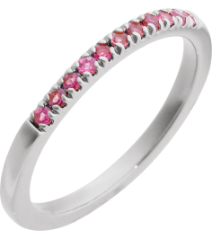 689237 Ring Set 14K White Natural Pink Tourmaline Round 1.5 Mm Polished Natural Pink Tourmaline Stackable Ring