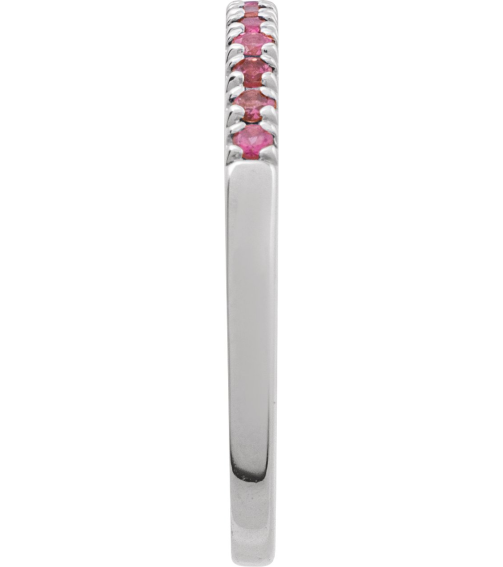 689237 Ring Set 14K White Natural Pink Tourmaline Round 1.5 Mm Polished Natural Pink Tourmaline Stackable Ring