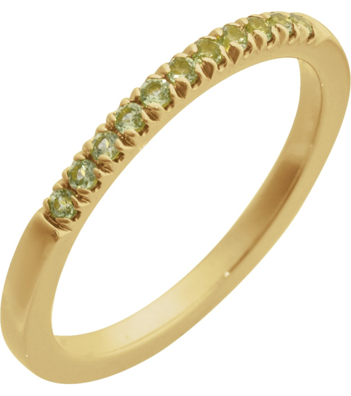 689237 Ring Set 14K Yellow Natural Peridot Round 1.5 Mm Polished Natural Peridot Stackable Ring