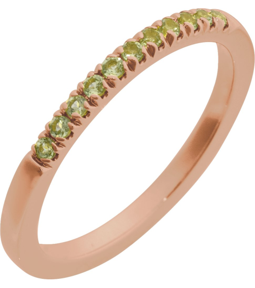 689237 Ring Set 14K Rose Natural Peridot Round 1.5 Mm Polished Natural Peridot Stackable Ring