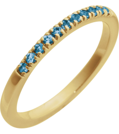 689237 Ring Set 14K Yellow Natural London Blue Topaz Round 1.5 Mm Polished Natural London Blue Topaz Stackable Ring