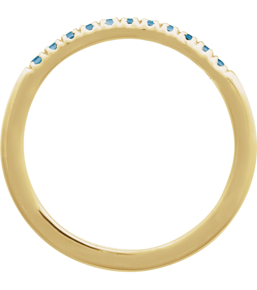 689237 Ring Set 14K Yellow Natural London Blue Topaz Round 1.5 Mm Polished Natural London Blue Topaz Stackable Ring