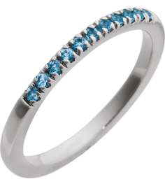 689237 Ring Set 14K White Natural London Blue Topaz Round 1.5 Mm Polished Natural London Blue Topaz Stackable Ring