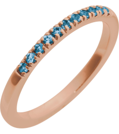 689237 Ring Set 14K Rose Natural London Blue Topaz Round 1.5 Mm Polished Natural London Blue Topaz Stackable Ring