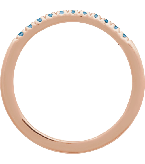 689237 Ring Set 14K Rose Natural London Blue Topaz Round 1.5 Mm Polished Natural London Blue Topaz Stackable Ring