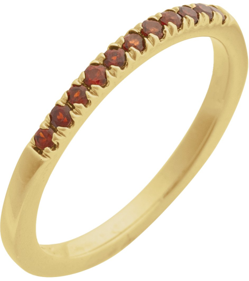 689237 Ring Set 14K Yellow Natural Mozambique Garnet Round 1.5 Mm Polished Natural Mozambique Garnet Stackable Ring