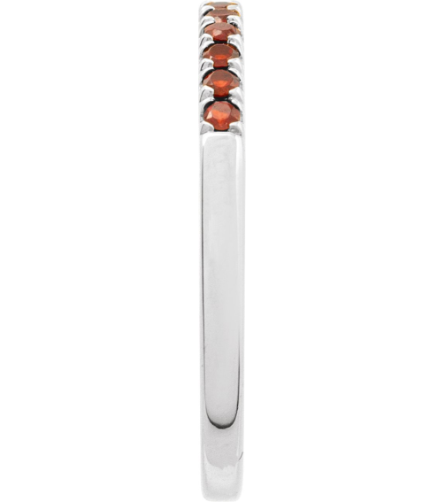 689237 Ring Set 14K White Natural Mozambique Garnet Round 1.5 Mm Polished Natural Mozambique Garnet Stackable Ring