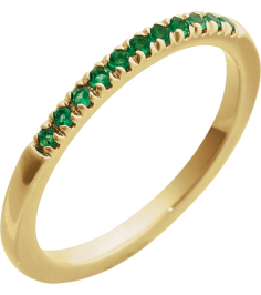 689237 Ring Set 14K Yellow Lab-Grown Emerald Round 1.5 Mm Polished Lab-Grown Emerald Stackable Ring